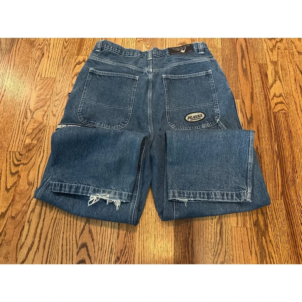Pure Playaz Vintage Y2K Baggy Carpenter Jeans Mens 36x33 Med Wash Denim READ